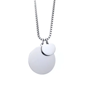 Collar Personalizado Circulo Doble Plateado Cadena Box Personalizable