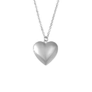 Relicario Corazón Liso Plateado