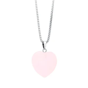Collar Corazón de Cuarzo Rosa