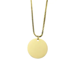 Collar Personalizado Circulo Dorado Cadena Box
