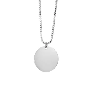 Collar Personalizado Circulo Plateado Cadena Box