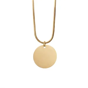 Collar Personalizado Circulo Dorado Cadena Cola de Ratón