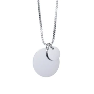 Collar Personalizado Circulo Doble Plateado Cadena Box