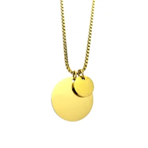 Collar Personalizado Circulo Doble Dorado Cadena Box