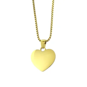 Collar Personalizado Corazón Dorado Cadena Box