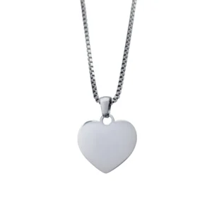Collar Personalizado Corazón Plateado Cadena Box