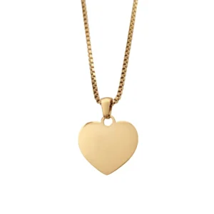 Collar Personalizado Corazón Dorado Cadena Box