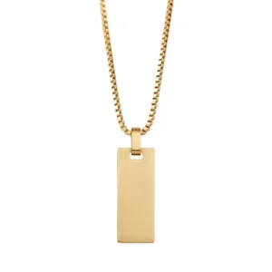 Collar Personalizado Rectángulo Dorado Cadena Box