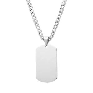Collar Militar Personalizado Plateado Cadena Cubana Lomo de Corvina